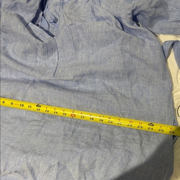 J Crew Sold Out Cabana Linen Dress Elegant Blue Full Slip Pockets XL - Picture 9 of 11